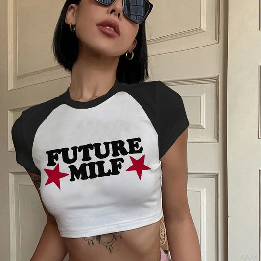 2023 Sexy T Shirts Future Milf Star Fashion Women Crop Top Harajuku Streetwear Outfits Summer Sexy Party Femme Y2k Women Clothes