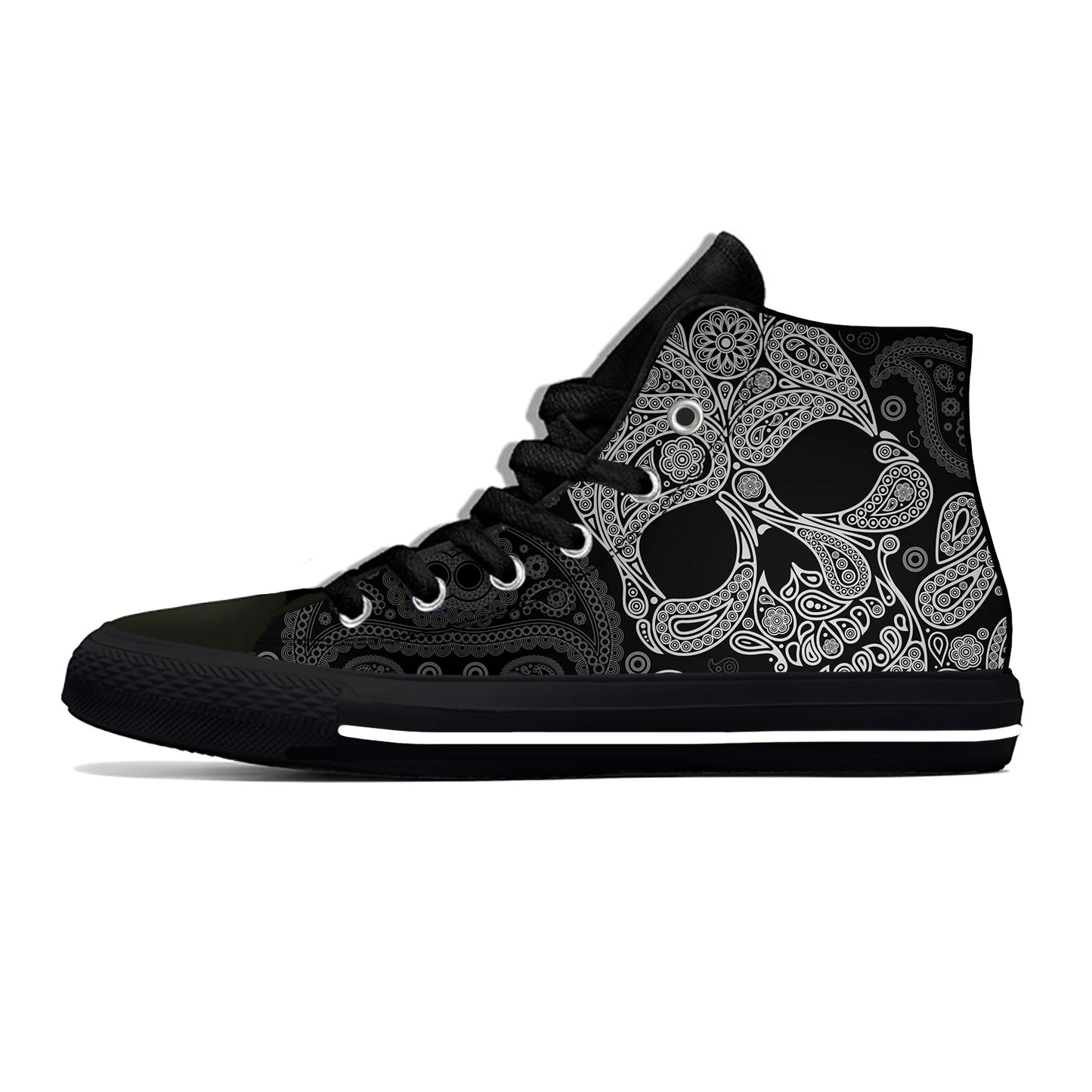 Hot SKull PAisley Gothic Goth Horror Punk Scary Cool High Top Breathable Men Women Summer Sneakers Lightweight Casual Shoes