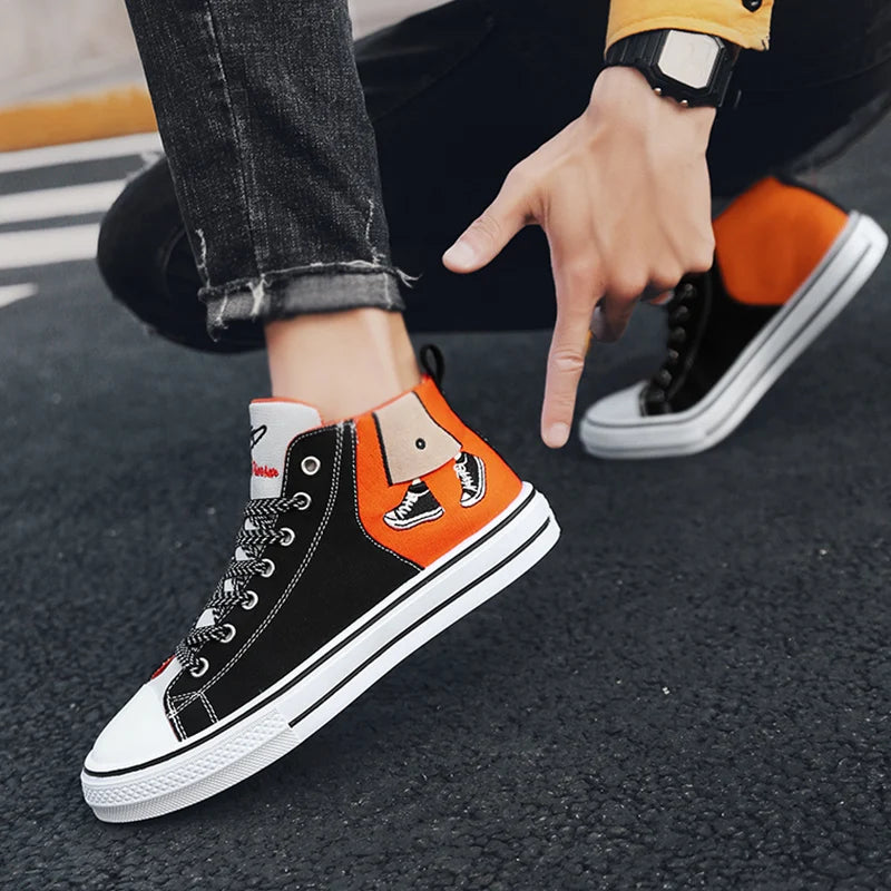 Spring Autumn New High Top Sneakers Men Women Fashion Canvas Shoes Breathable Casual Flat Canvas Sneakers Men Couple Espadrilles