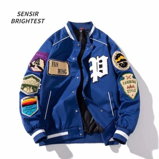 American Retro Baseball Jacket Male Spring And Autumn Loose Embroidery Tide Brand Towel Embroidered Flight Jacket Top Male
